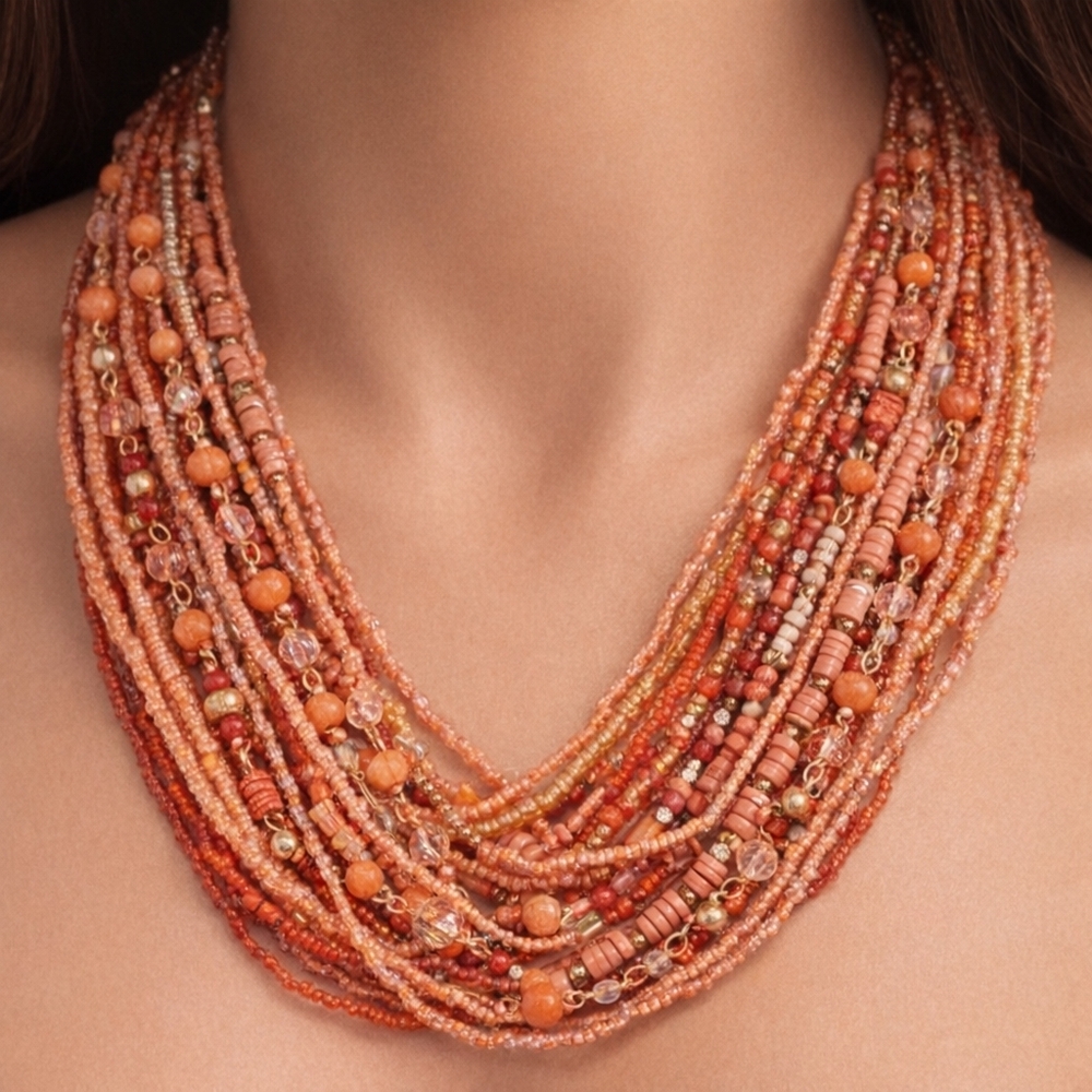 NWT Style & Co Gold tone 20" Multi Layer Colorful Multi-Bead Torsade Necklace
